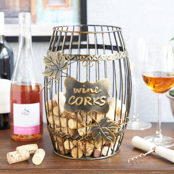 Millwood Pines Wood and Wire Wine Cork Holder Wall Décor Wayfair